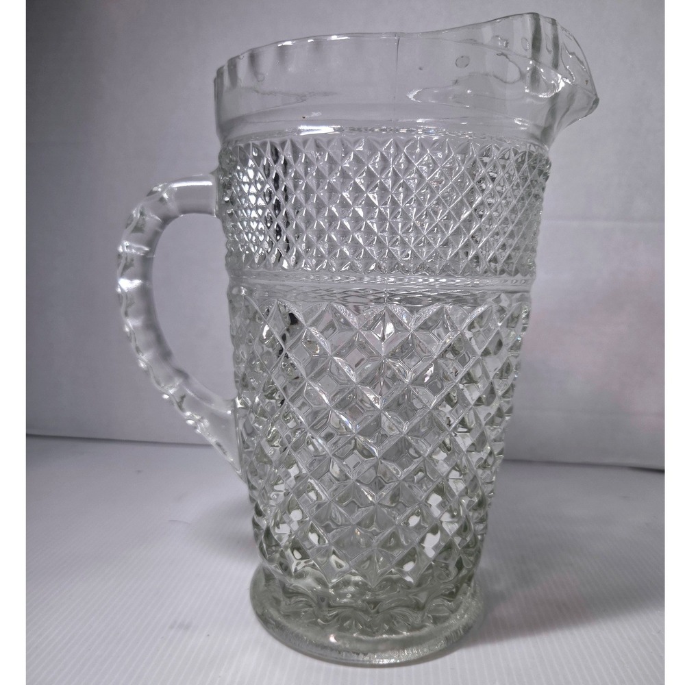Vintage Anchor Hocking Wexford 64 Oz Clear Glass Pitcher Diamond Pattern